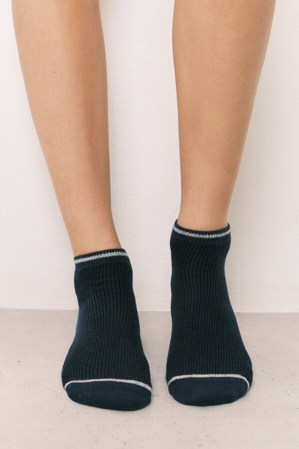 Women'secret Blue lurex 3-pack ankle socks blue