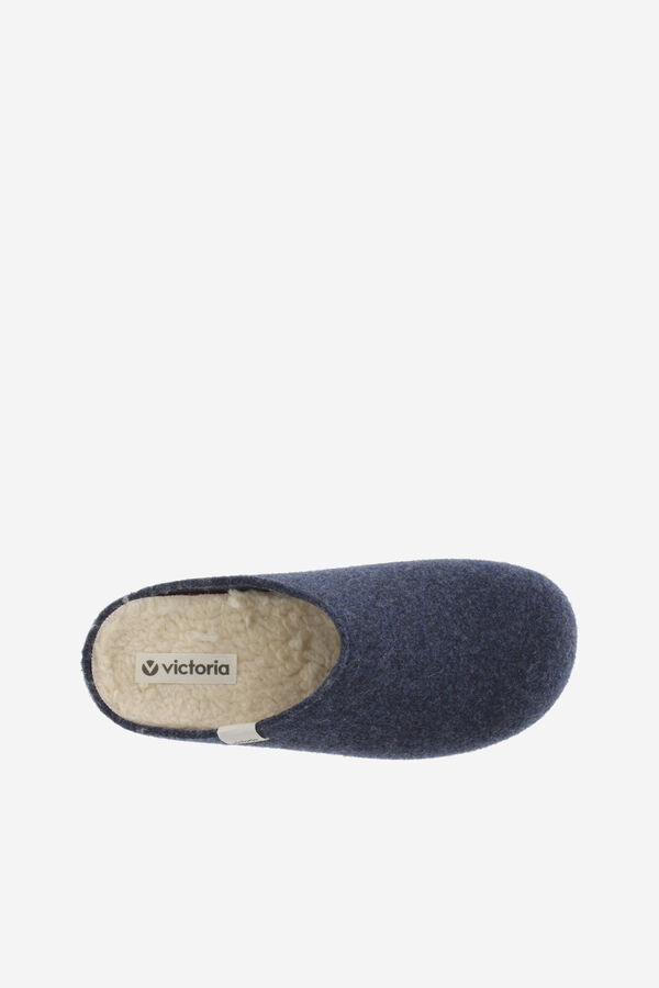 Womensecret Victoria Norte Recycled felt house slippers with faux shearling type interior insole blue