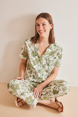 Womensecret Pijama camisero 100% algodão oriental  verde