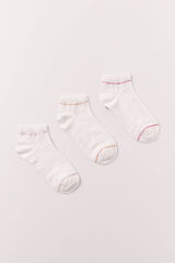 Women'secret Striped contrast short socks 3-pack white