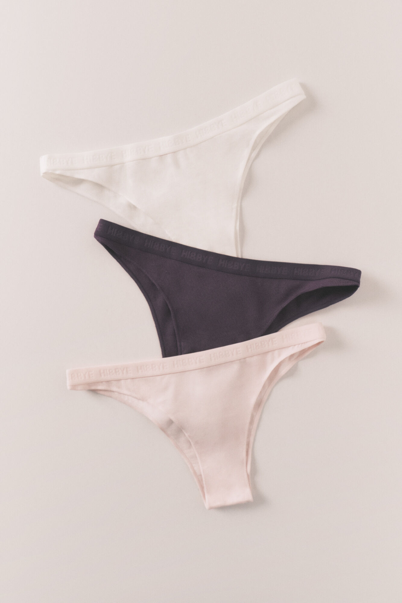 HI&BYE Purple, white and pink Brazilian panties 3-pack