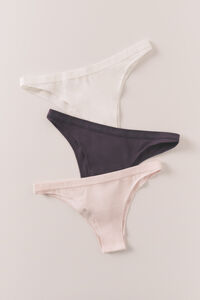 HI&BYE Purple, white and pink Brazilian panties 3-pack