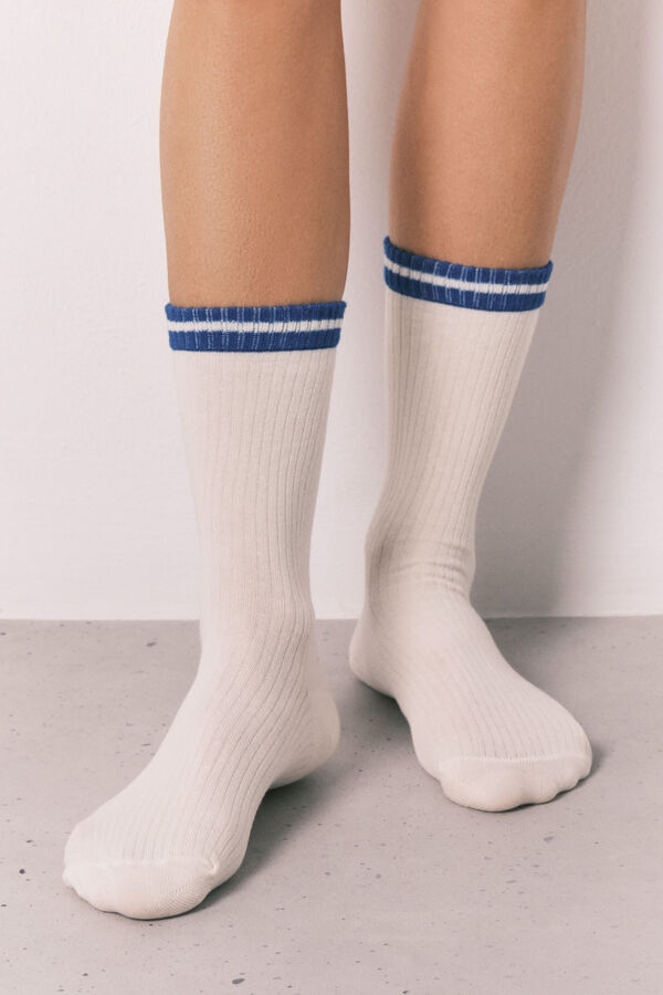 Women'secret White 3-pack long ribbed socks white