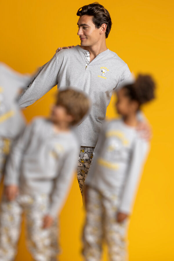 Admas Snoopy Funny Men's Pajamas grey