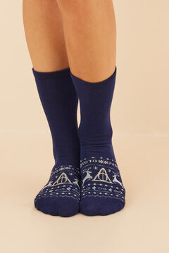 Womensecret Lot 3 paires de chaussettes coton Harry Potter bleu/gris imprimé