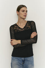 Promise Modal-lace long sleeve T-shirt black