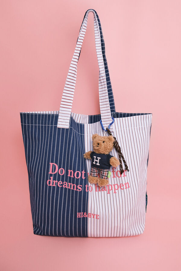 HI&BYE Blue striped tote bag blue