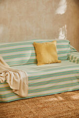 Calma House Sofabezug aus recycelter Baumwolle mit t&uuml;rkisfarbenen Streifen Haiti Blau