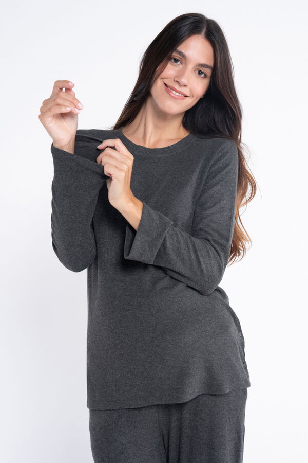 Ohma! Homepack mit weichem Stoff und Kn&ouml;pfe Grau