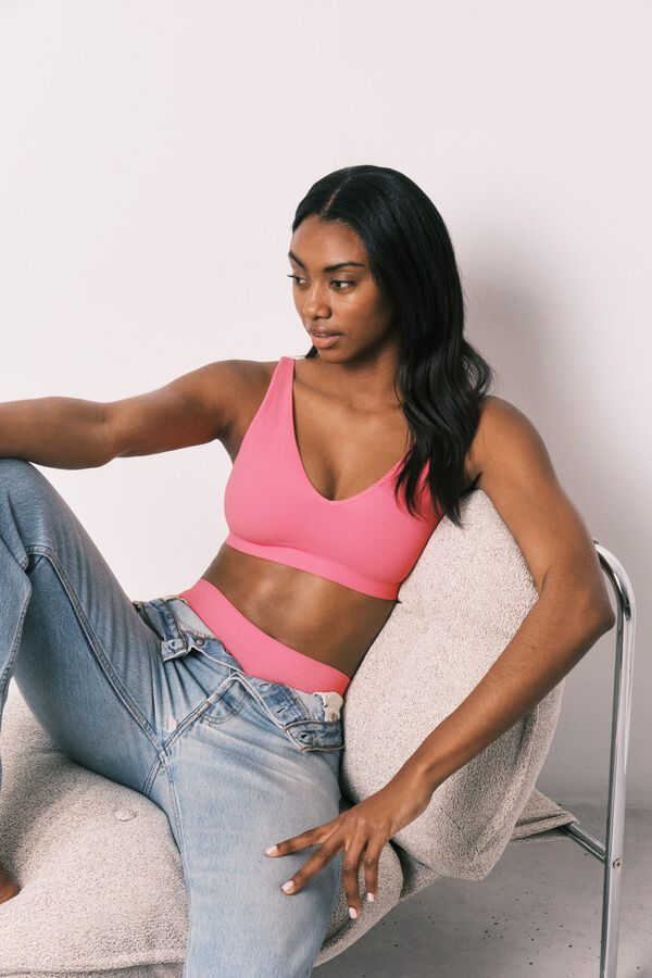 Women'secret Koralni jednobojni halter top jednostavnog kroja Koralna