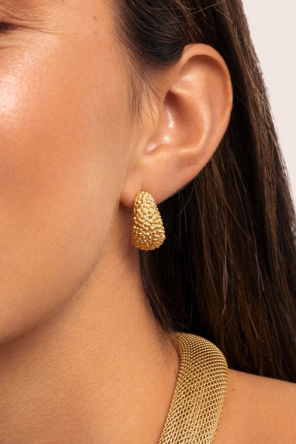 Singularu Antique Gold Plated Steel Hoop Earrings imprim&eacute;