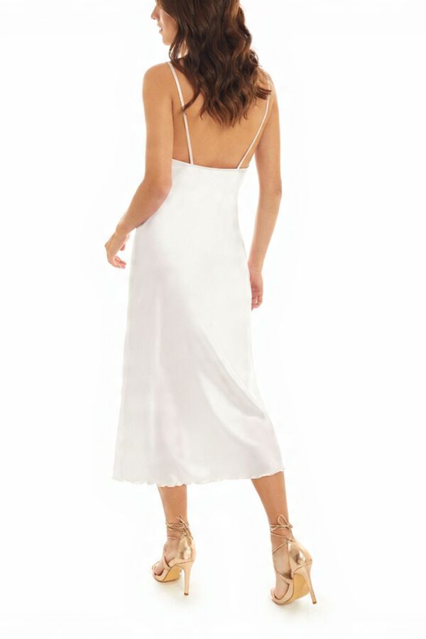 Ivette Bridal Satin basic midi nightgown beige