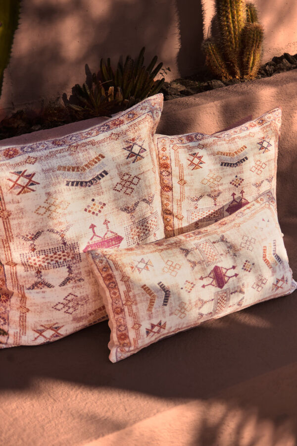 Calma House Tanger brown printed cushion cover nude