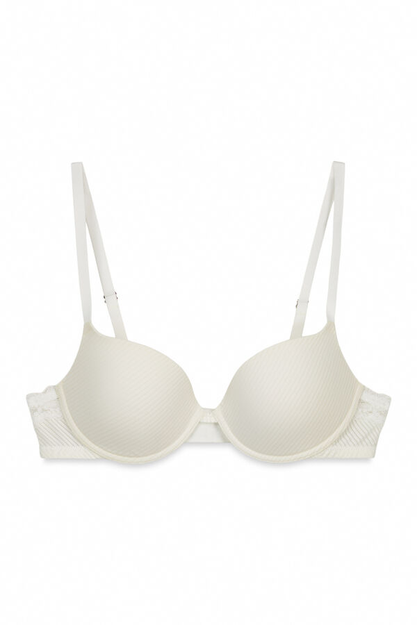Women'secret Soutien cl&aacute;ssico &agrave;s riscas em microfibra branco BEAUTIFUL cru