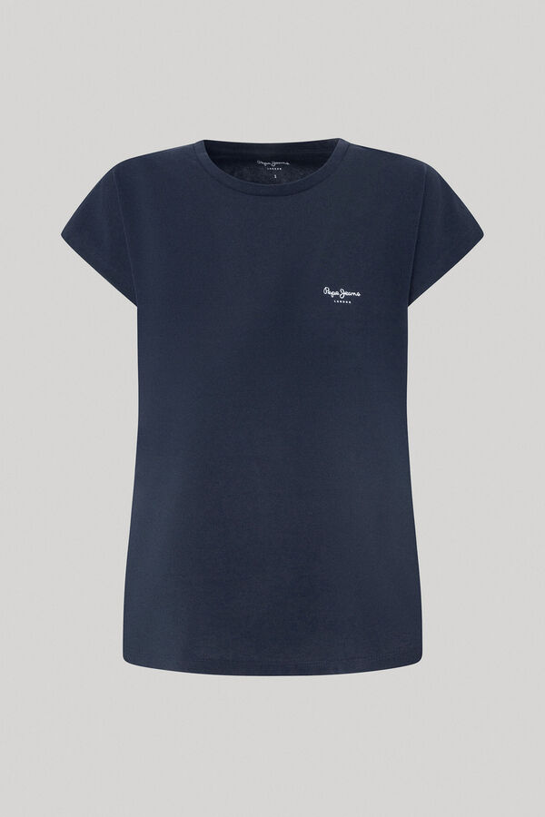 Womensecret Logo Print Cotton T-shirt Blau
