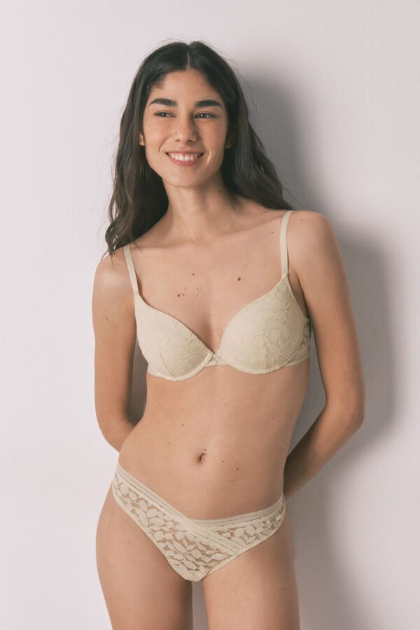 Women'secret GORGEOUS beige lace push-up bra nude