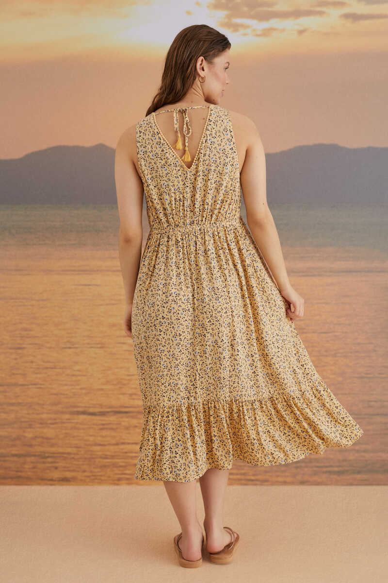 Womensecret Yellow floral midi dress printed