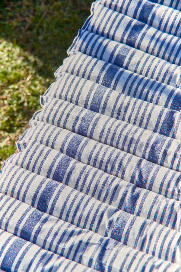 Calma House Blue striped recycled cotton hammock cushion Haiti 60x175x2 blue