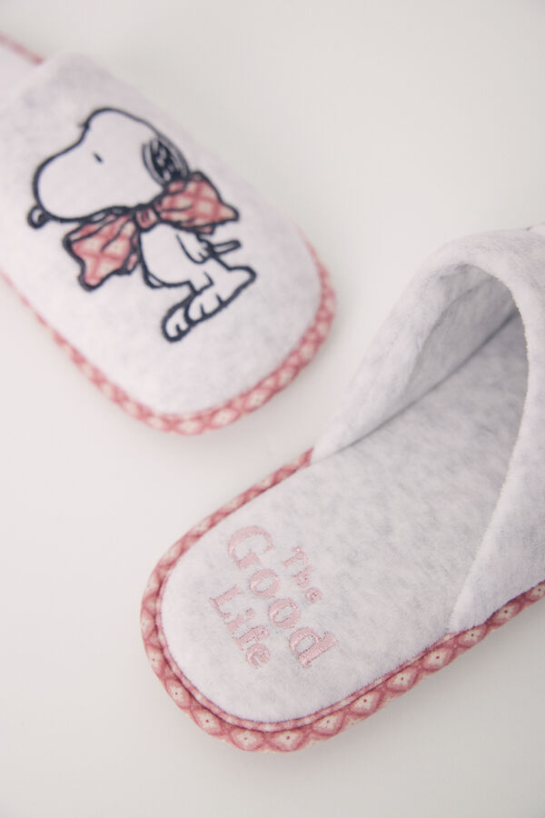 Womensecret Chausson de maison à bride arrière gris Snoopy rose