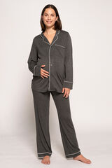 Womensecret Classic long-sleeved maternity pyjamas szürke