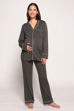 Womensecret Pijama camiseiro manga comprida maternity cinzento