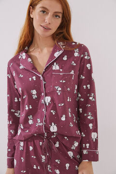Womensecret Pyjama chemise coton Snoopy grenat rose