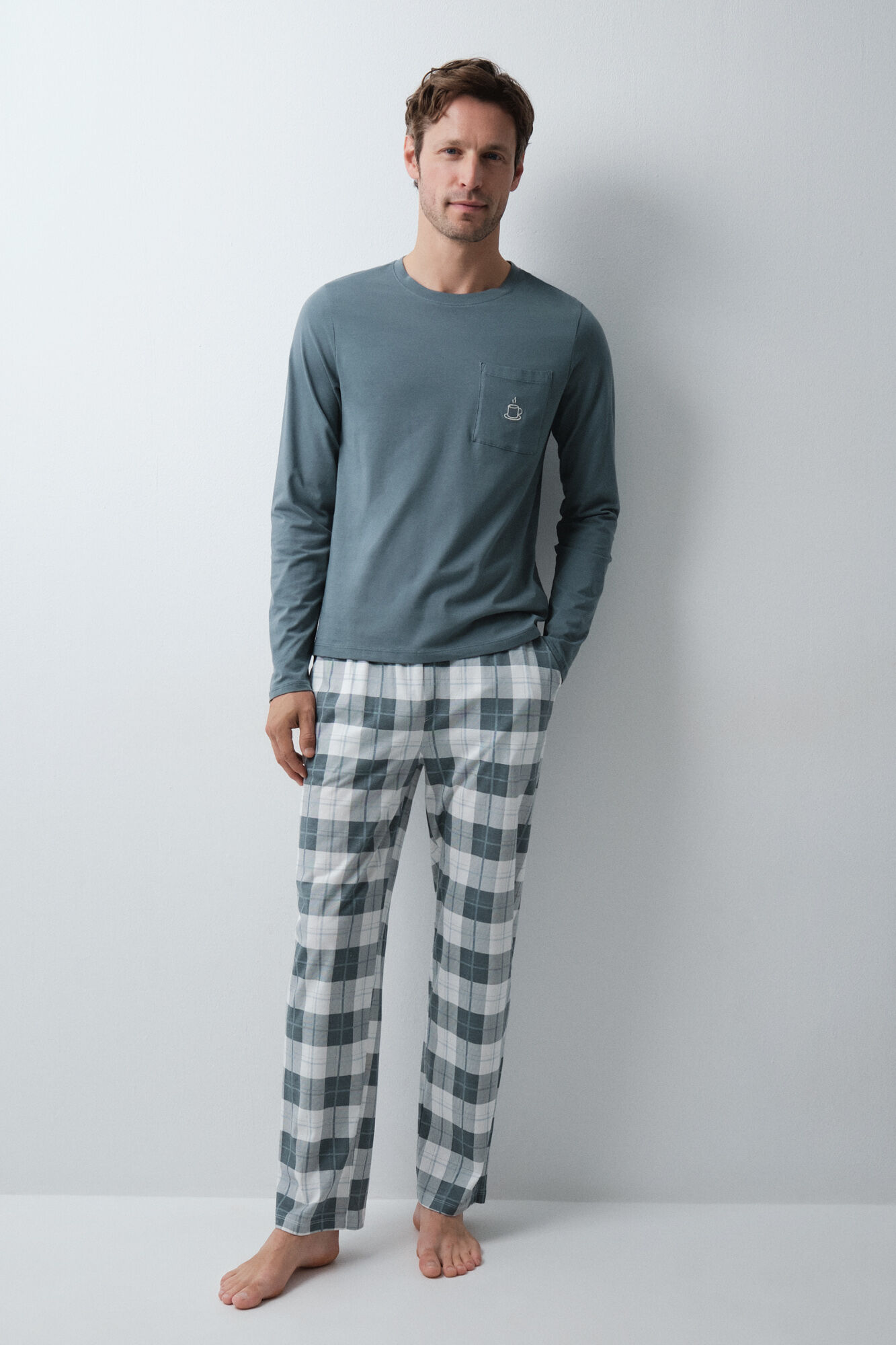 Women'secret Pyjama long en coton &agrave; carreaux vert
