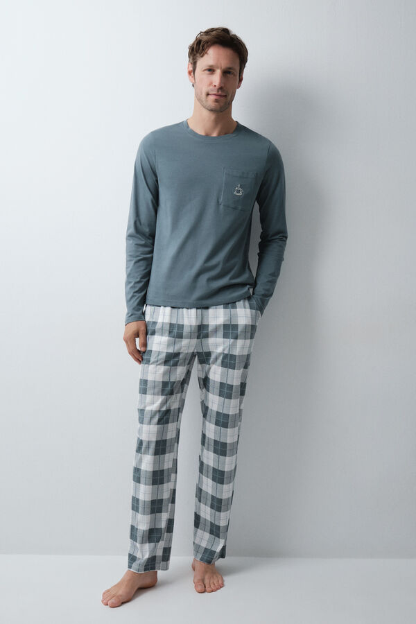 Women'secret Green cotton plaid long pyjamas green