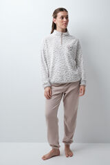 Women'secret Pyjama long polaire imprim&eacute; beige