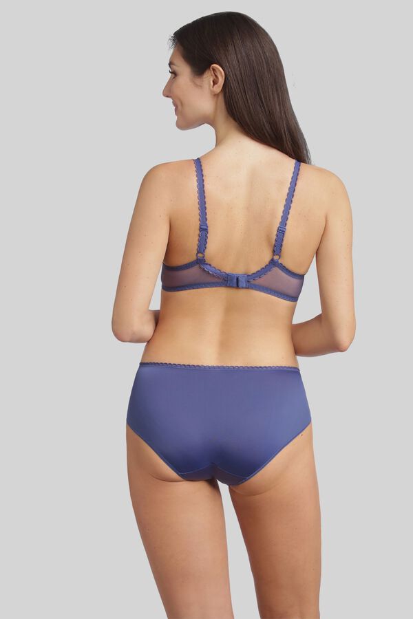 Playtex Satynowe figi z wysokim stanem i haftem kwiatowym niebieski