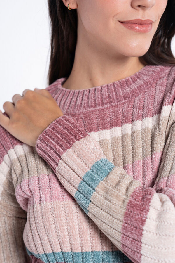 Ohma! Jersey rayas de chenilla con cremalleras estampado