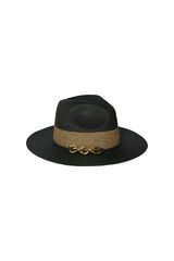 Womensecret Rustic hat with gold detail. Crna