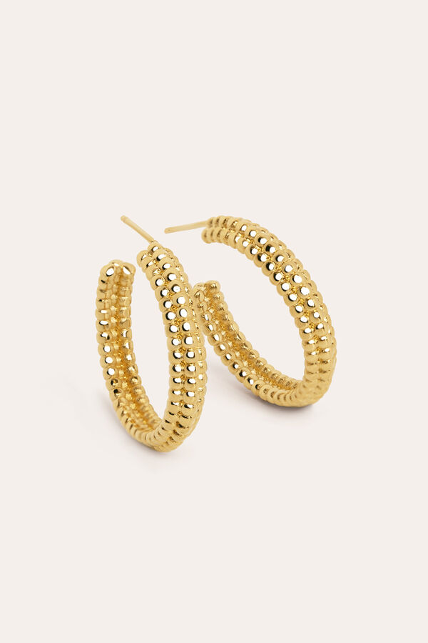 Singularu Brincos de argola Triplo Pebbles com banho de ouro estampado