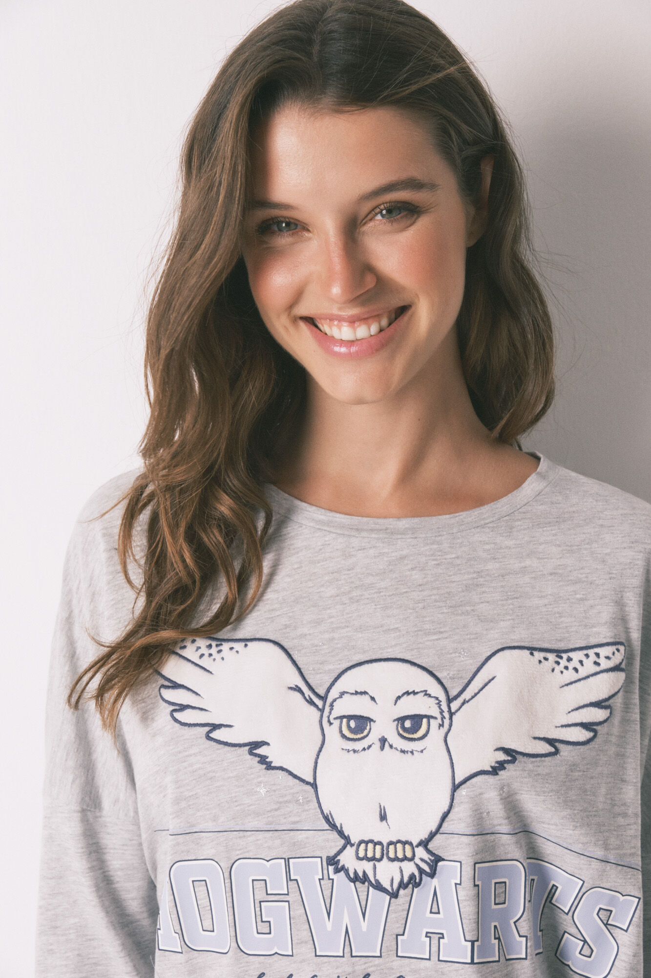 Women'secret Long grey Hedwig cotton pyjamas