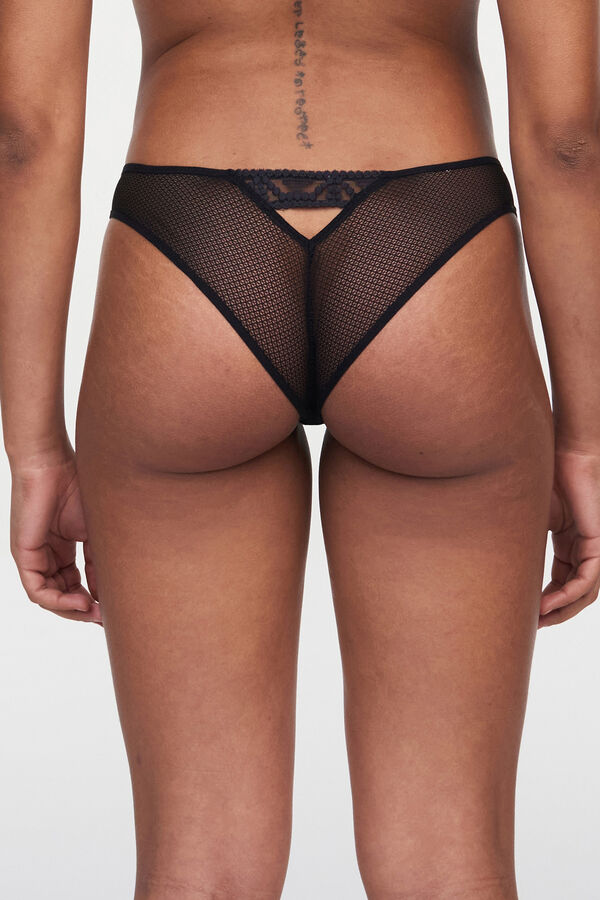 Womensecret Olivia tanga in embroidered tulle and lace noir
