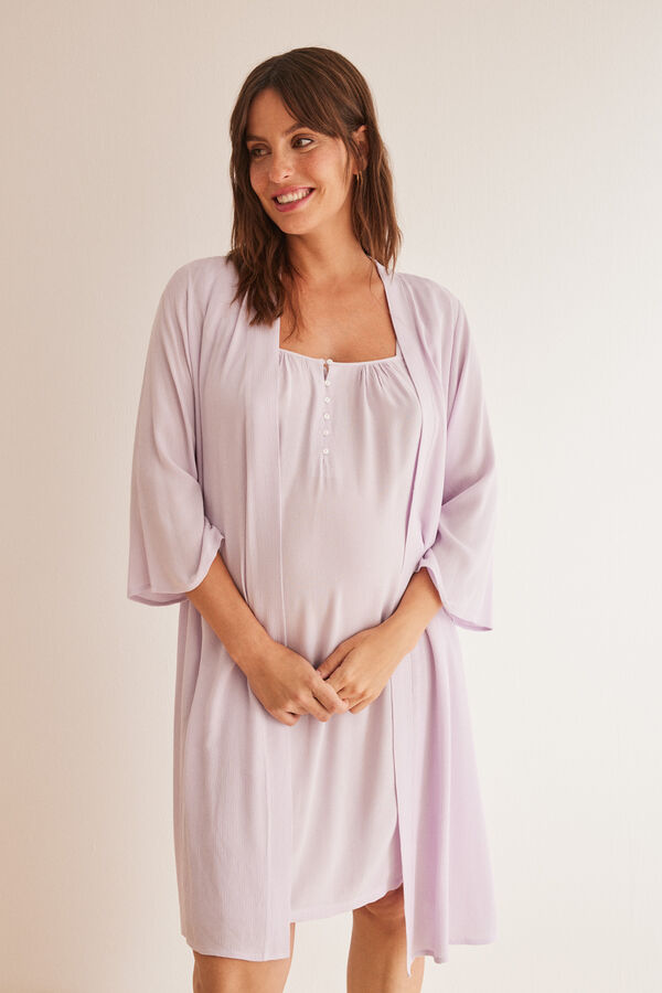 Womensecret Camisa de dormir de amamentação lilás "maternity" rosa