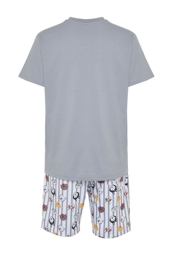 Trendyol Striped and animal print short pyjamas grey