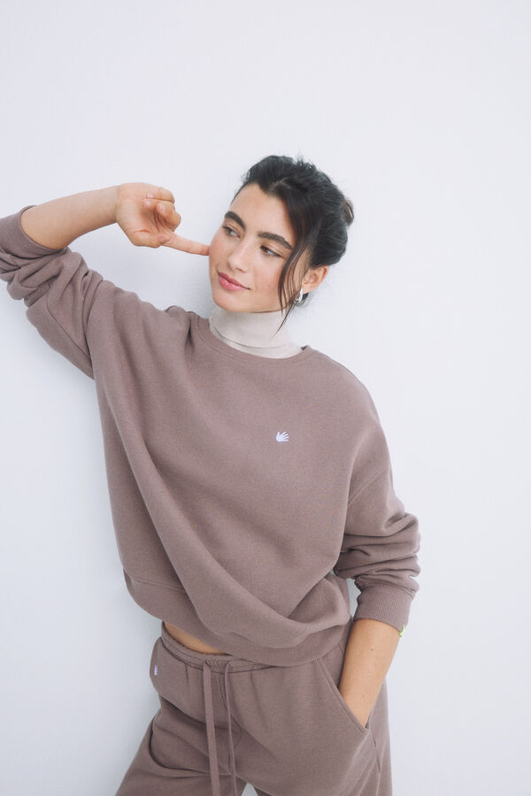 Womensecret Braunes Plüsch-Sweatshirt mit Logo Nude