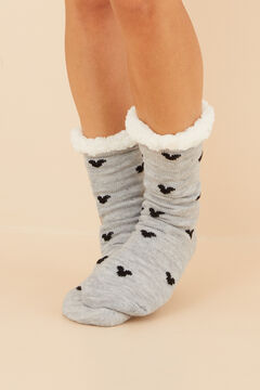 Womensecret Mickey Mouse tricot and faux shearling socks grey