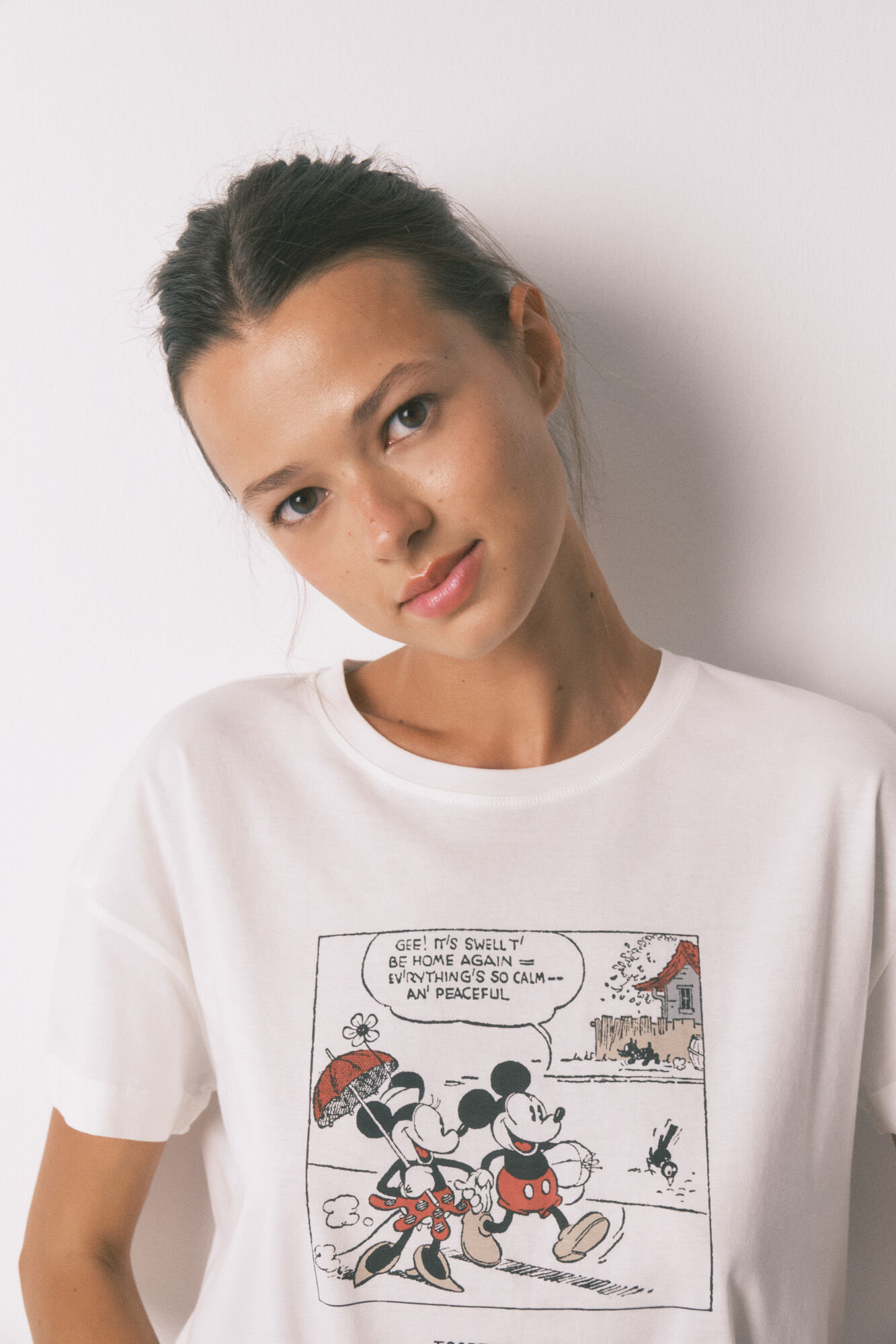 Women'secret Duga pidžama od 100% pamuka bele boje sa Mikijem Mausom