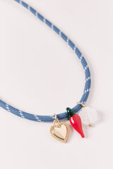 Women'secret Collier &agrave; perles chili, c&oelig;ur et fleur bleu