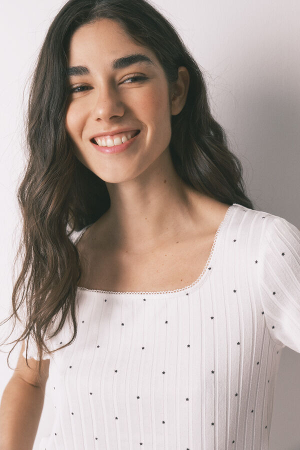 Women'secret Bela rebrasta oidžama sa printom zvezda  Bež