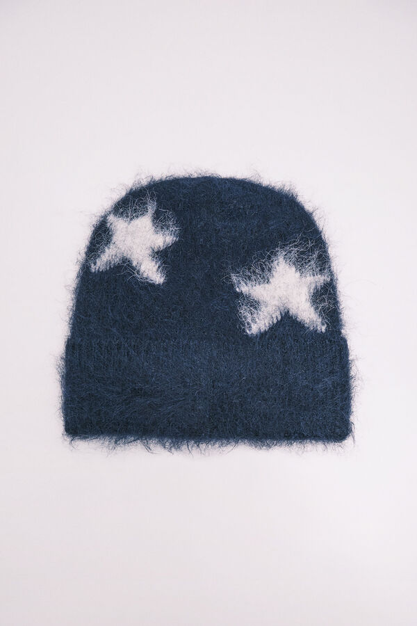 HI&BYE Bonnet en maille &eacute;toiles bleu marine bleu