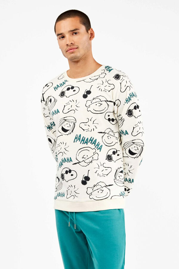 Gisela Snoopy men's pyjamas set in jersey-knit knit Wei&szlig;