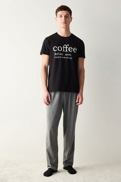 Womensecret Conjunto de pijama com mensagem Coffee masculino estampado