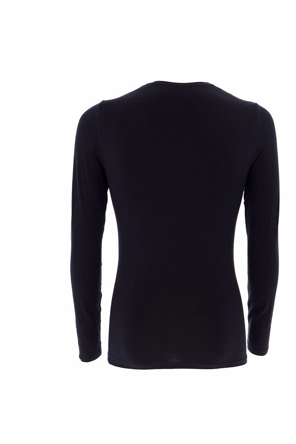 Womensecret Men's thermal round neck long-sleeved T-shirt fekete