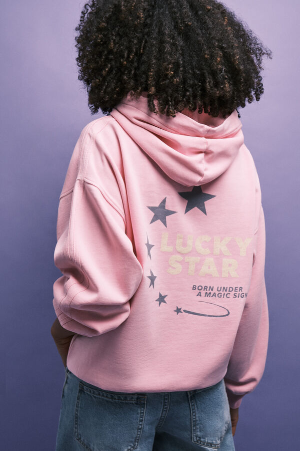 HI&BYE Pink fleece hooded sweatshirt pink