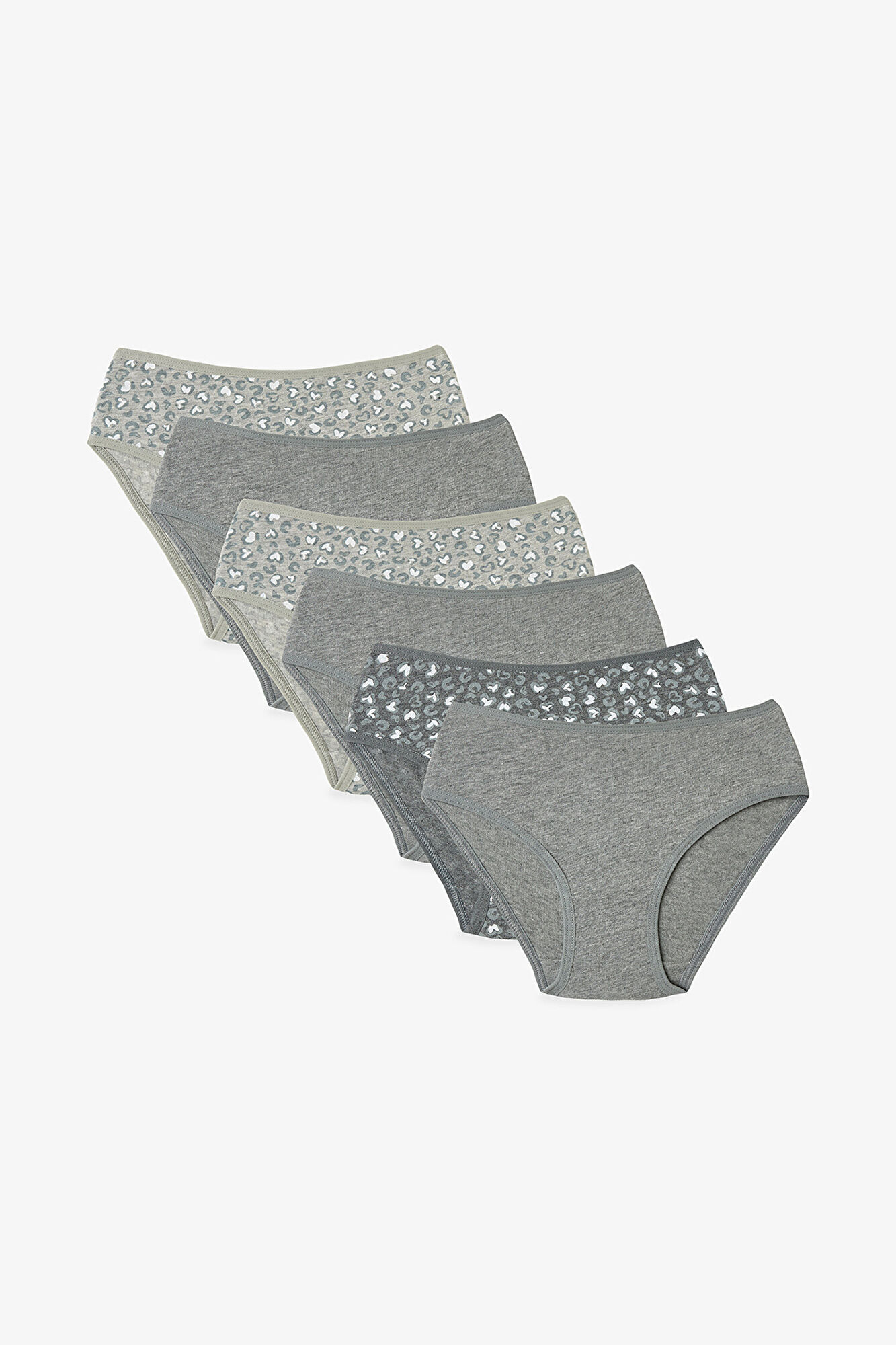 Penti Pack de 6 bragas grises con animal print para ni&ntilde;a
