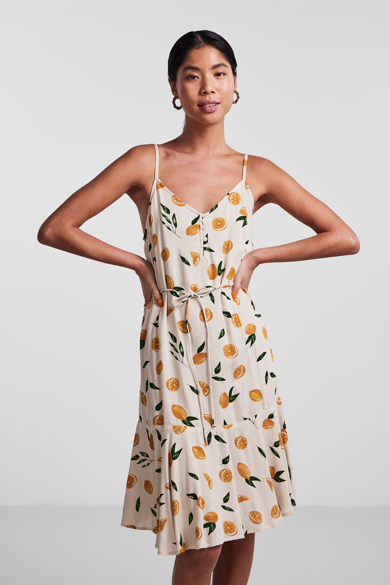 Pieces Vestido corto estampado limones