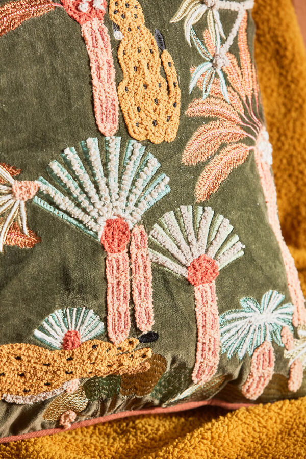 Womensecret Palmera embroidered cotton cushion cover rávasalt mintás